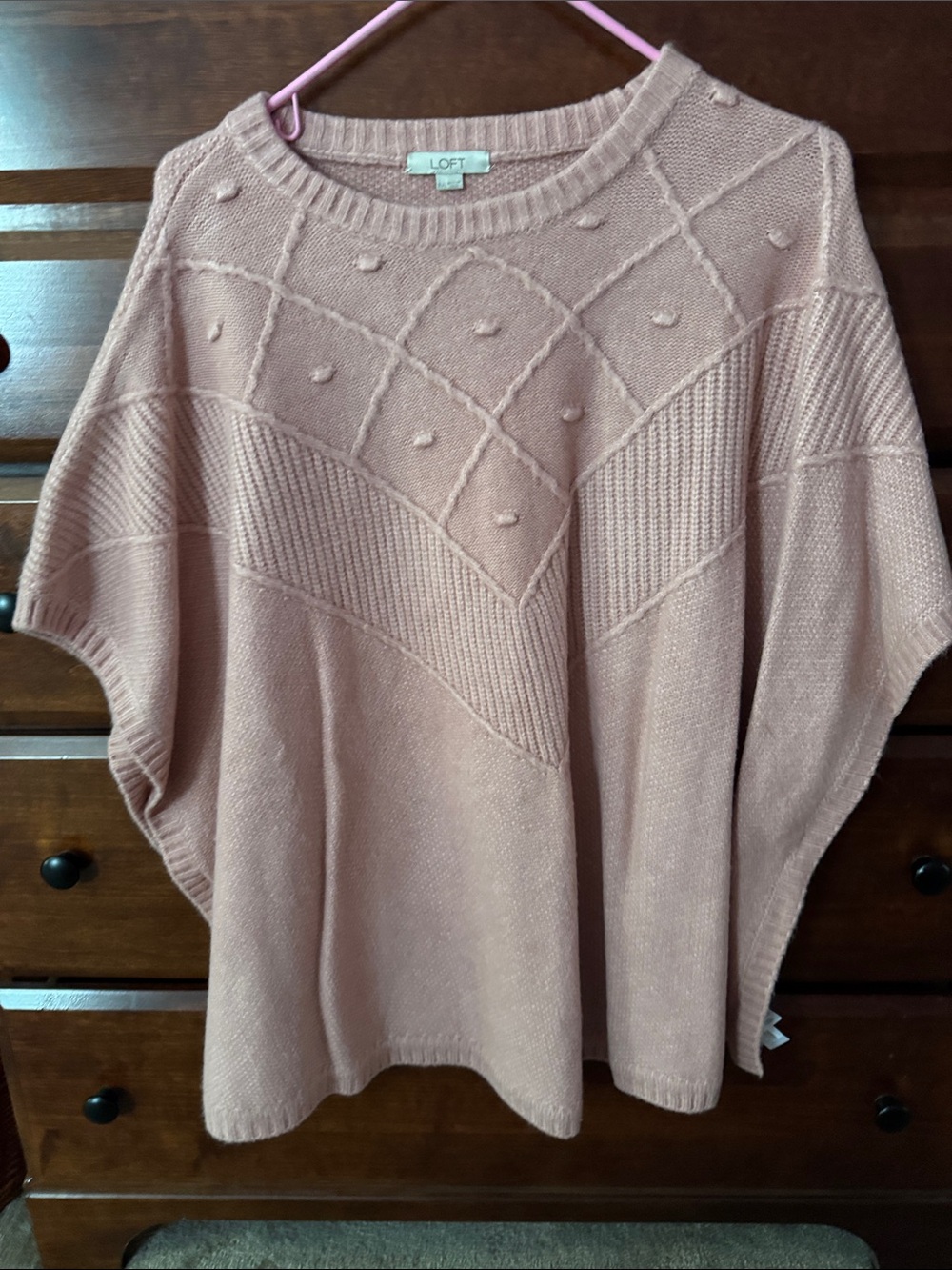 LOFT Dusty Rose Crewneck Textured Knit Sweater